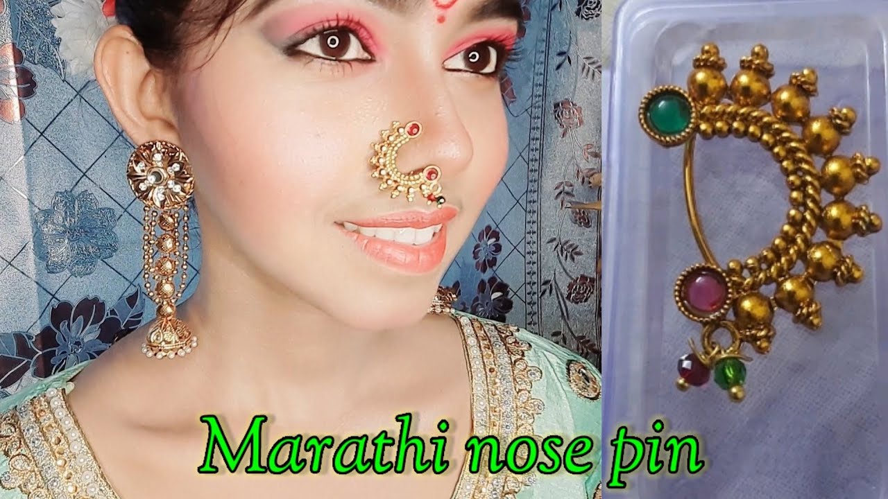 Buy VAMA FASHIONS Traditional Maharastrian Marathi Pressing Nathni Banu  Nath Without Piercing Nose Ring Pin For Women Girls at Amazon.in